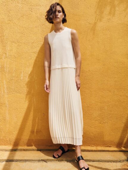 Vestido Sita Murt punto plisado crudo