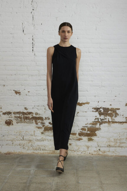 Vestido Sita Murt fluido negro con nudo