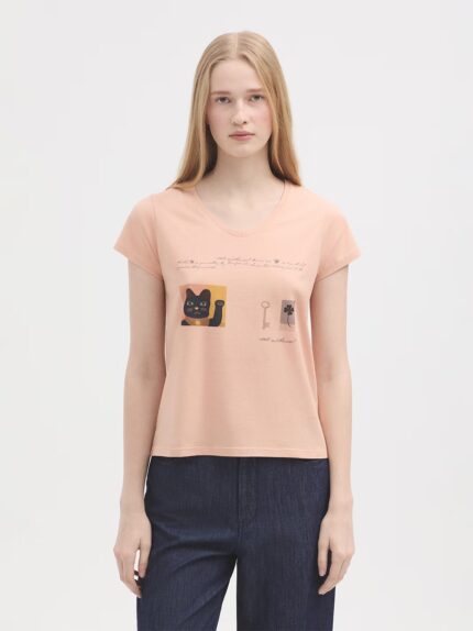 Camiseta Nice Things Good Luck Letter albaricoque