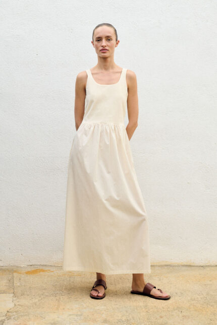 Vestido midi Sita Murt combinado beige