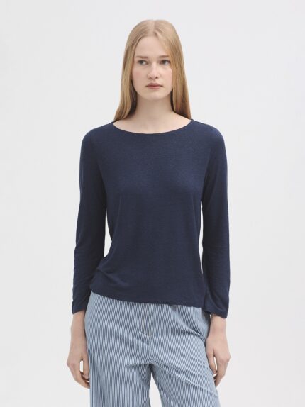 Camiseta Nice Things marino escote barco lino