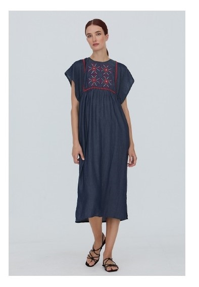 Vestido WNT Collection Tencel Bordado