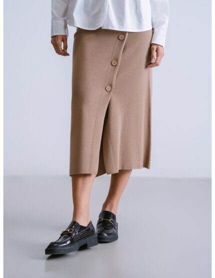 Falda punto WNT Collection botones marrón