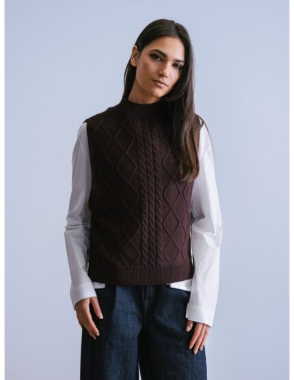 Chaleco WNT Collection trenzas marrón