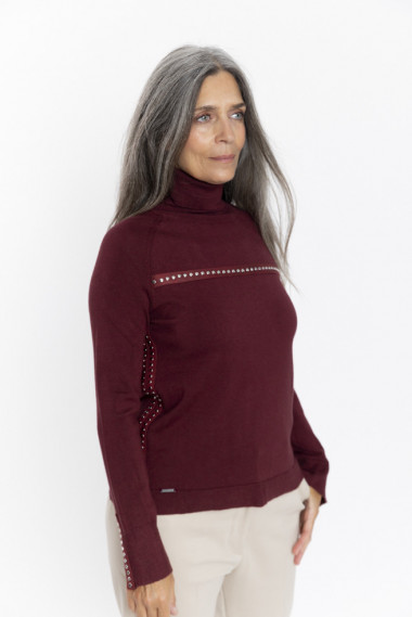 Jersey BMB & Co. Lastik básico granate cuello alto