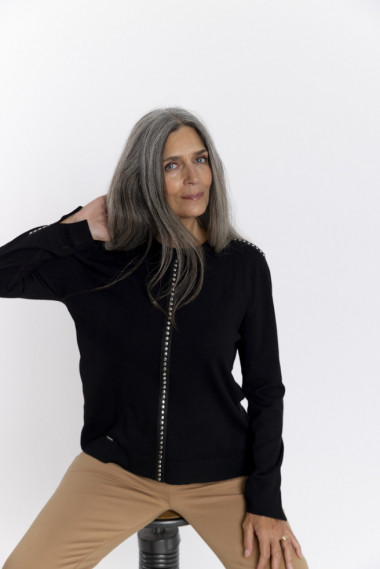 Jersey BMB & Co. Lastik básico negro cuello redondo