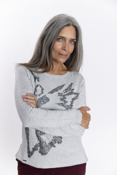 Jersey BMB & Co. Lastik lentejuelas gris