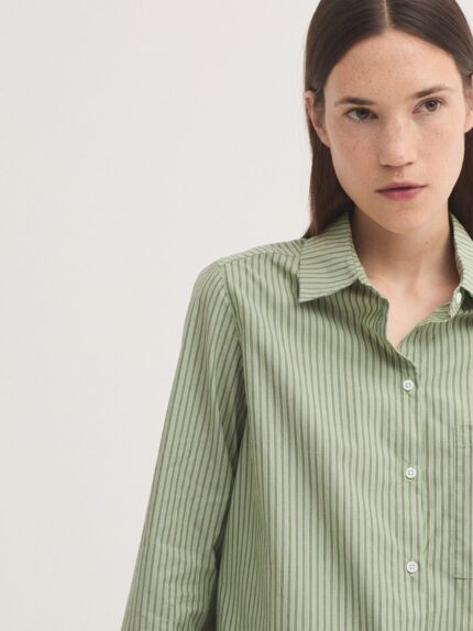 Camisa Nice Things verde popelín rayas
