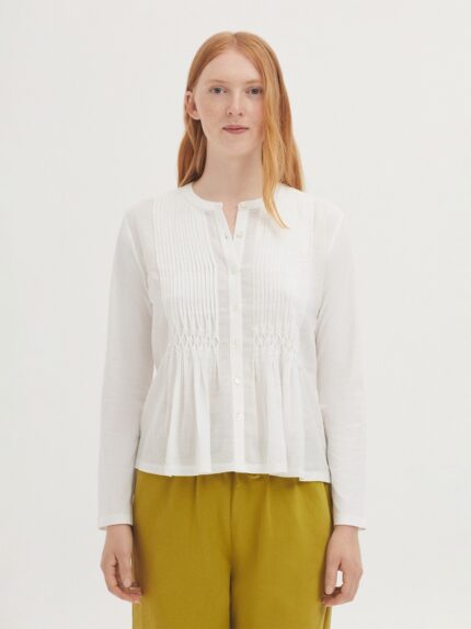 Camisa Nice Things blanca bimateria jaretas