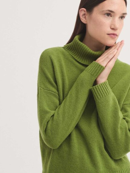 Jersey Nice Things cuello vuelto lana verde