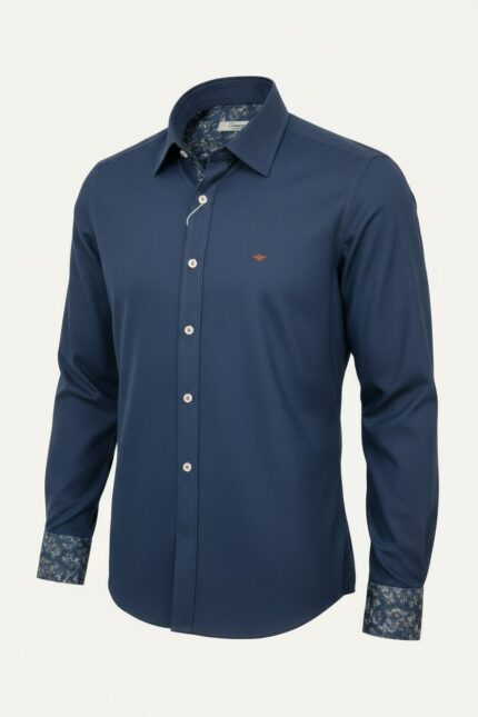 Camisa Corsare Mantra marino puño contrastado