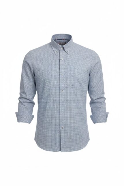 camisa hombre Gendive cuadros pequeños azul