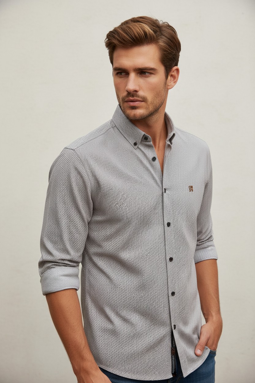 123775 (1) Camisa hombre Gendive estampado circles manga larga