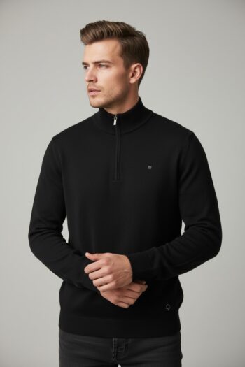 Jersey hombre Pertegaz semicisne cuello cremallera negro