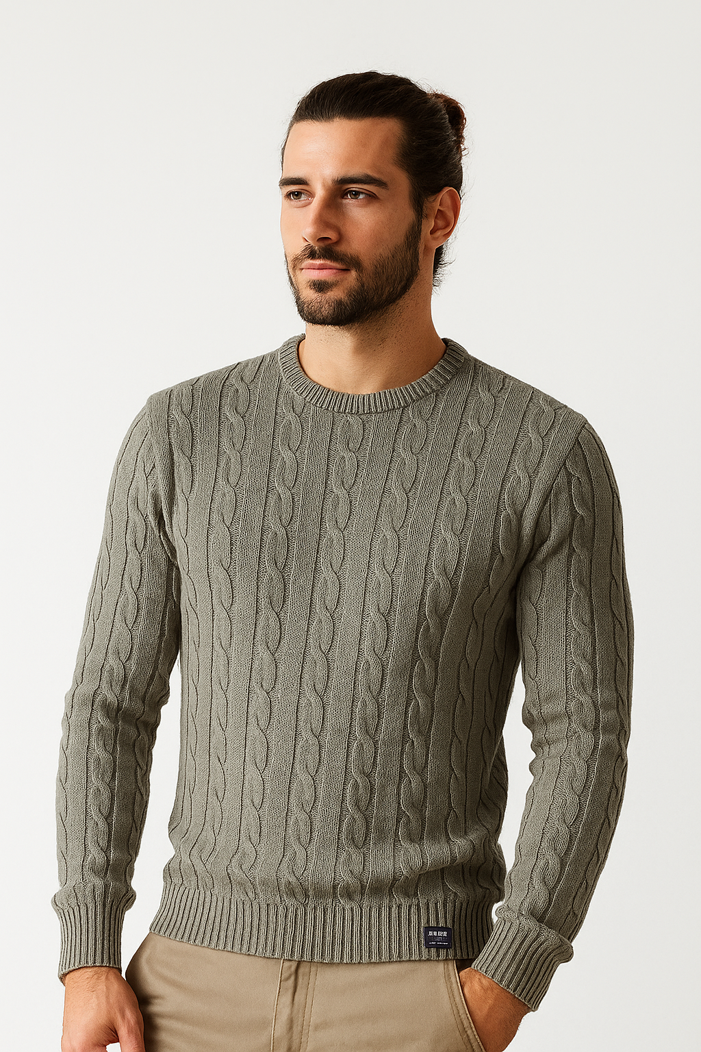 123975 (1) Jersey hombre Pertegaz trenzas algodón gris