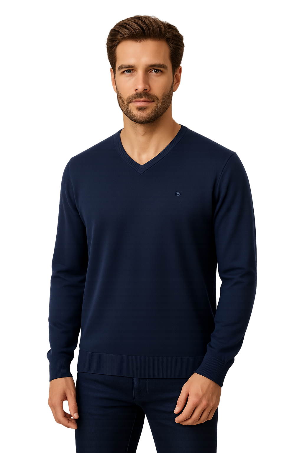 123976 Jersey hombre Pertegaz algodón cuello pico índigo