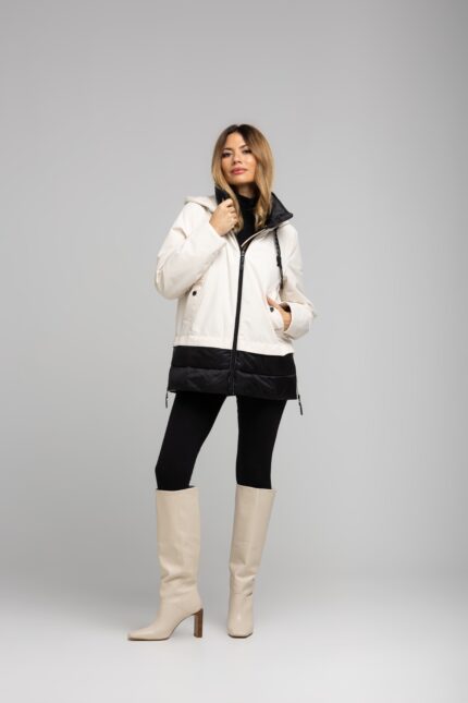 parka mujer bicolor Rever Mile corta con capucha