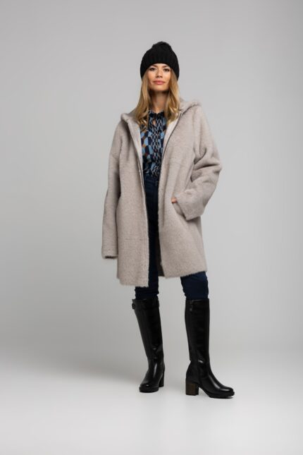 Abrigo mujer reversible gris claro Rever Mile con peluche