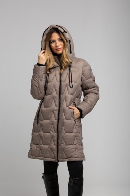 parka mujer marrón Rever Mile con capucha desmontable