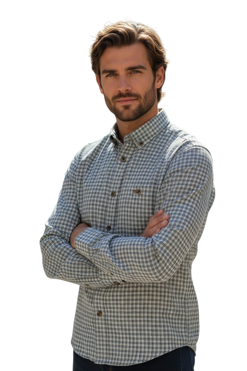 123771 (1) Camisa hombre Gendive cuadros pequeños Lucas LCS Benissa