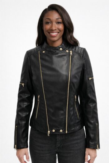 Cazadora piel mujer Fabio Zurita negra Lucas LCS Benissa