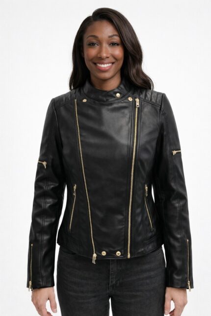 Cazadora piel mujer Fabio Zurita negra Lucas LCS Benissa