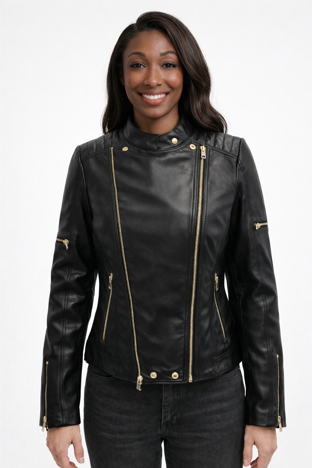 124049 (1) Cazadora piel mujer Fabio Zurita negra Lucas LCS Benissa