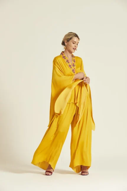 Pantalón palazzo mujer mostaza Event by Oky