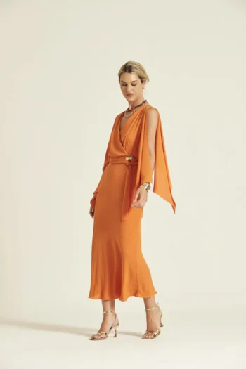 Vestido midi mujer mandarina Event by Oky