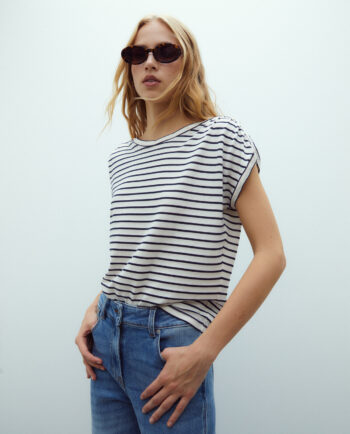 camiseta de rayas para mujer Andam marinera