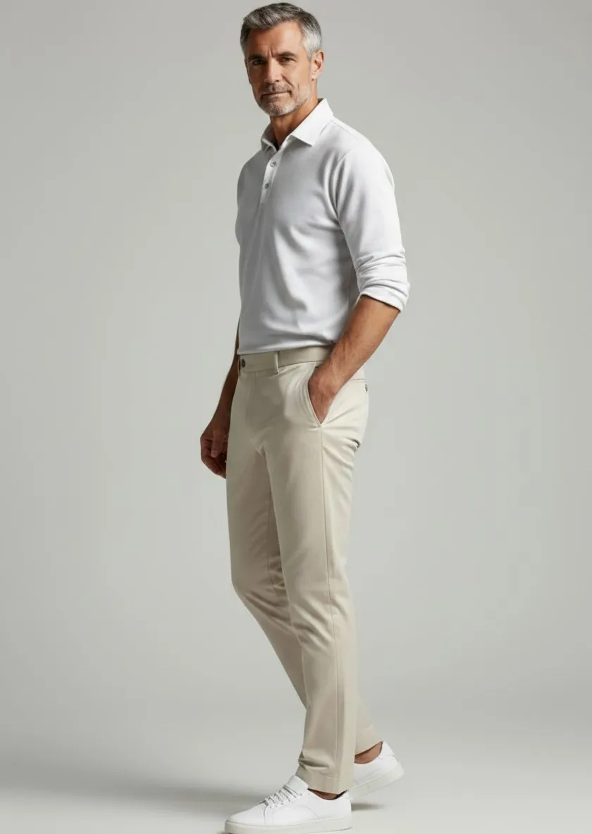 124177 (1) Pantalón chino hombre beige lycra Pertegaz