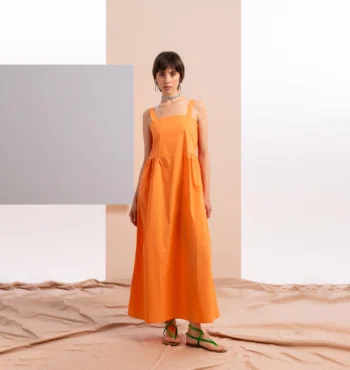 Vestido largo mujer naranja hebillas Z.O.E.