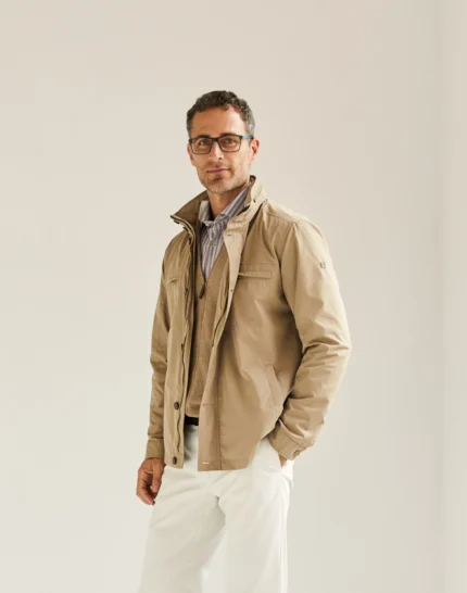 Parka hombre beige oscuro Pertegaz con cuello alto