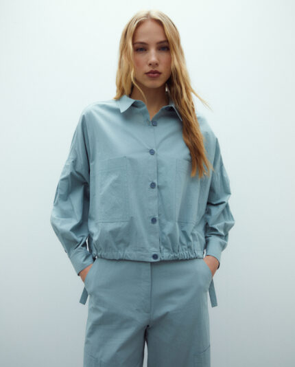 chaqueta oversize de mujer Andam verde agua
