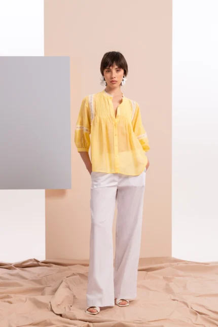 Blusa amarilla mujer tablas pecho Z.O.E.