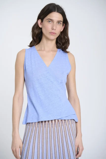 Top cruzado mujer punto circular Sita Murt celeste