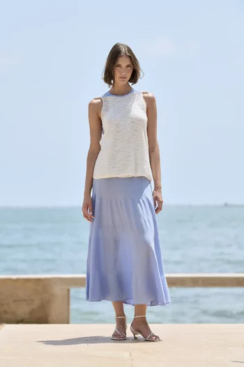 Falda midi de punto mujer Sita Murt celeste
