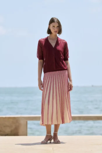 Chaqueta de punto manga corta mujer Sita Murt granate