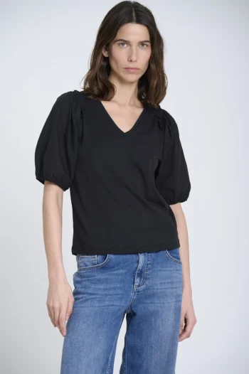 Camiseta mujer mangas abullonadas Sita Murt negra