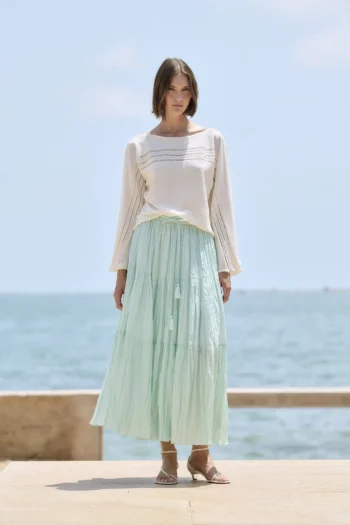 Jersey mujer cuello barco manga acampanada Sita Murt color crudo