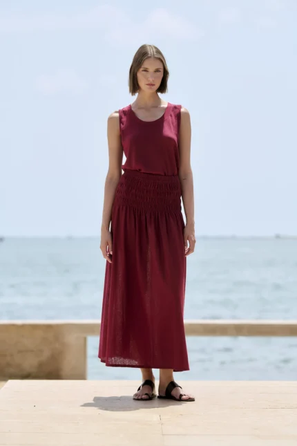 Falda punto circular mujer Sita Murt granate
