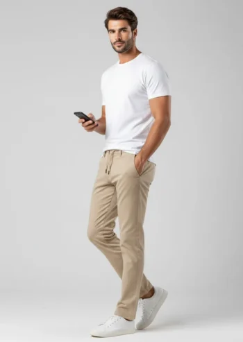Pantalón hombre beige cintura elástica BX Jeans