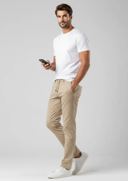 Pantalón hombre beige cintura elástica BX Jeans