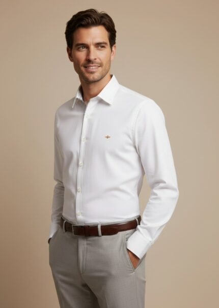 Camisa blanca hombre algodón Corsare fabricada en España