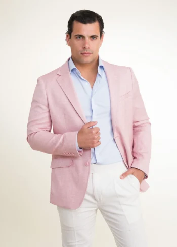 Americana Slim Fit Hombre Rosa Yeste Lino Clemente Lucas LCS Benissa