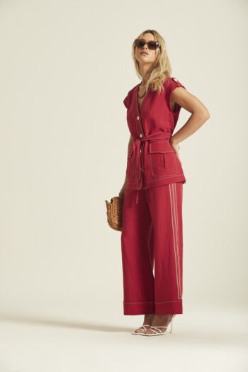 Pantalón ancho mujer rojo Oky