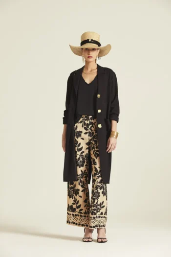 Pantalón estampado botánico mujer arena Event by Oky