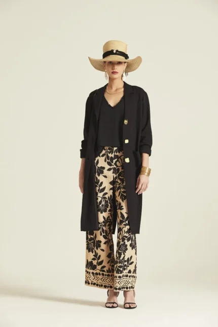 Pantalón estampado botánico mujer arena Event by Oky