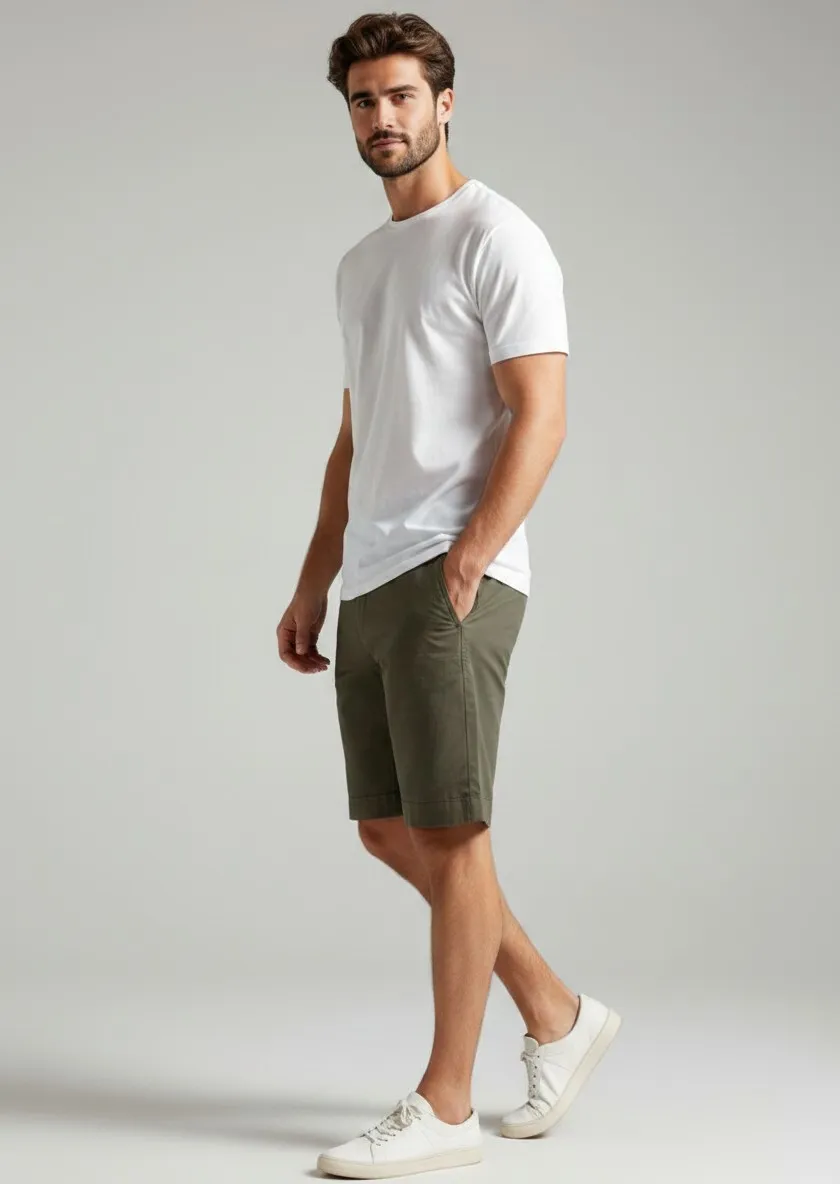 124541 (1) Bermuda hombre lino lyocell kaki Pertegaz verano
