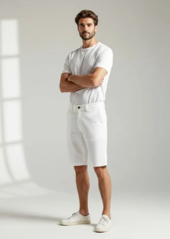 Bermuda hombre lino lyocell blanca Pertegaz elegante